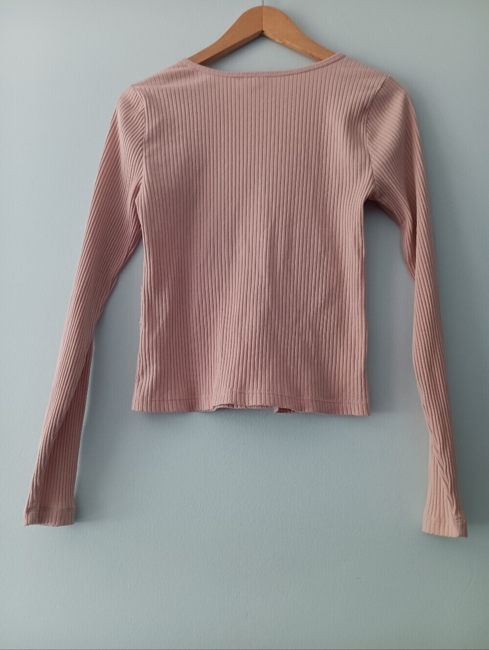 Old Navy Petal Pink Coquette Lace Accent Ribbed V Neck Top M - Picture 3 of 7